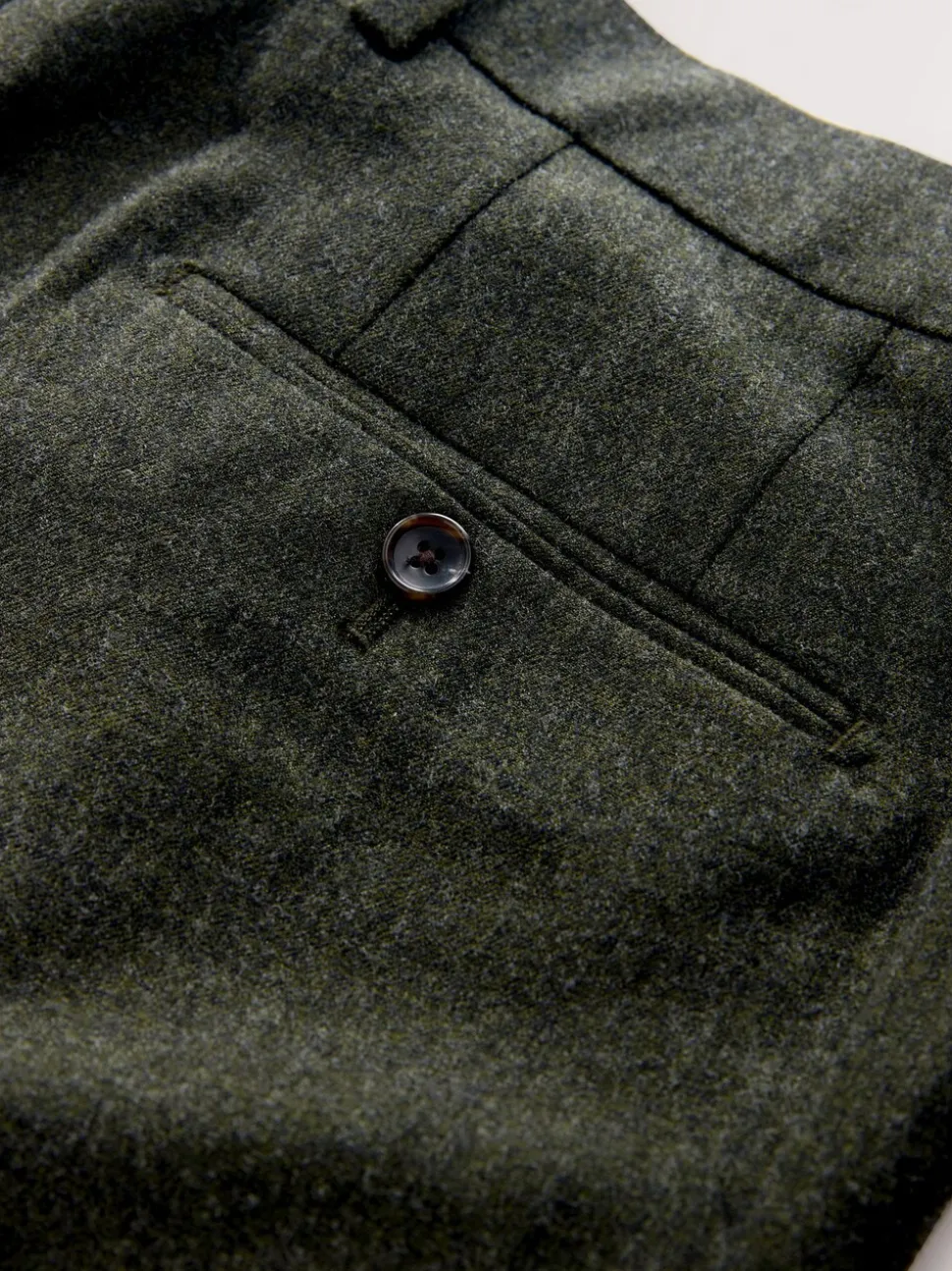 Green Tailored Fit Merino Wool Blend Suit Trousers