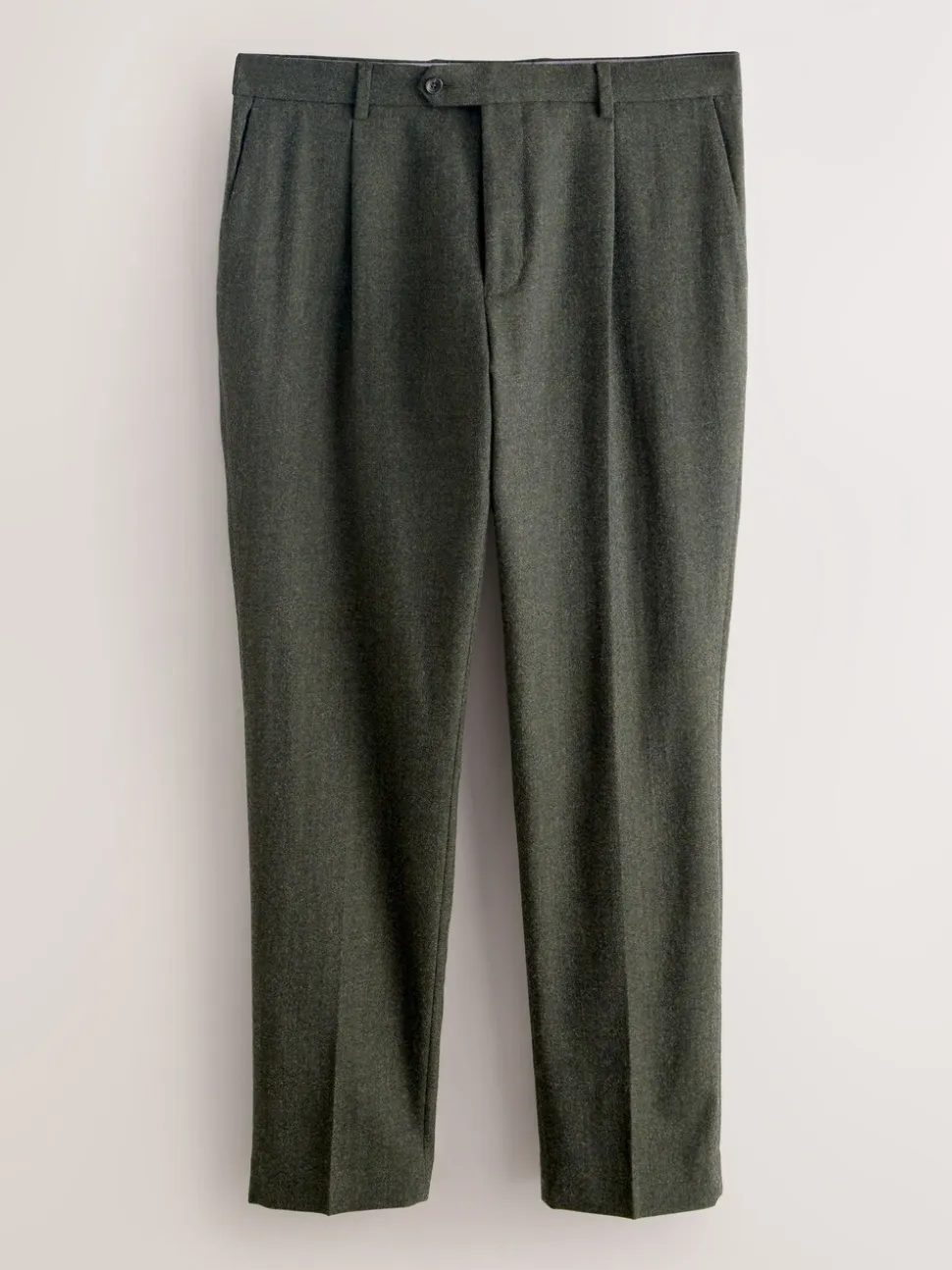 Green Tailored Fit Merino Wool Blend Suit Trousers