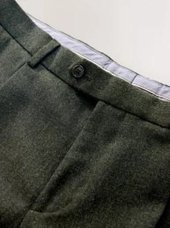 Green Tailored Fit Merino Wool Blend Suit Trousers