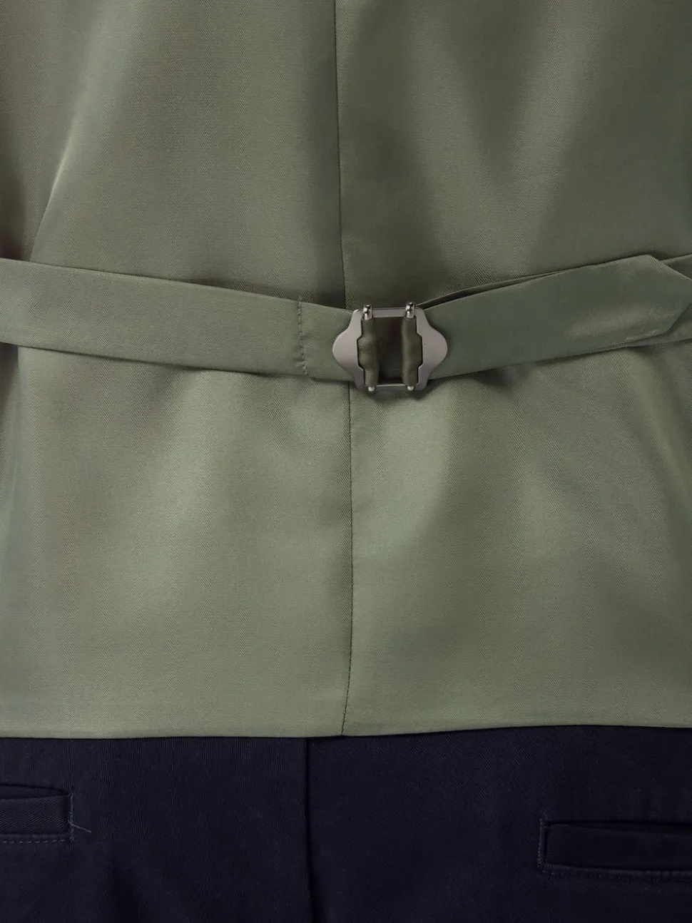 Green Textured Linen Suit Waistcoat