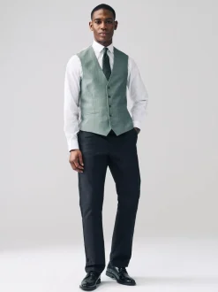 Green Textured Suit Waistcoat