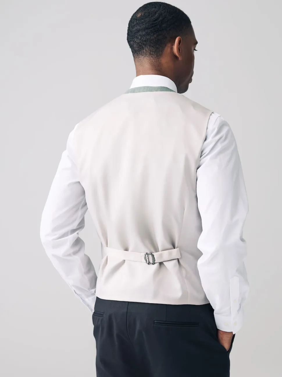 Green Textured Suit Waistcoat