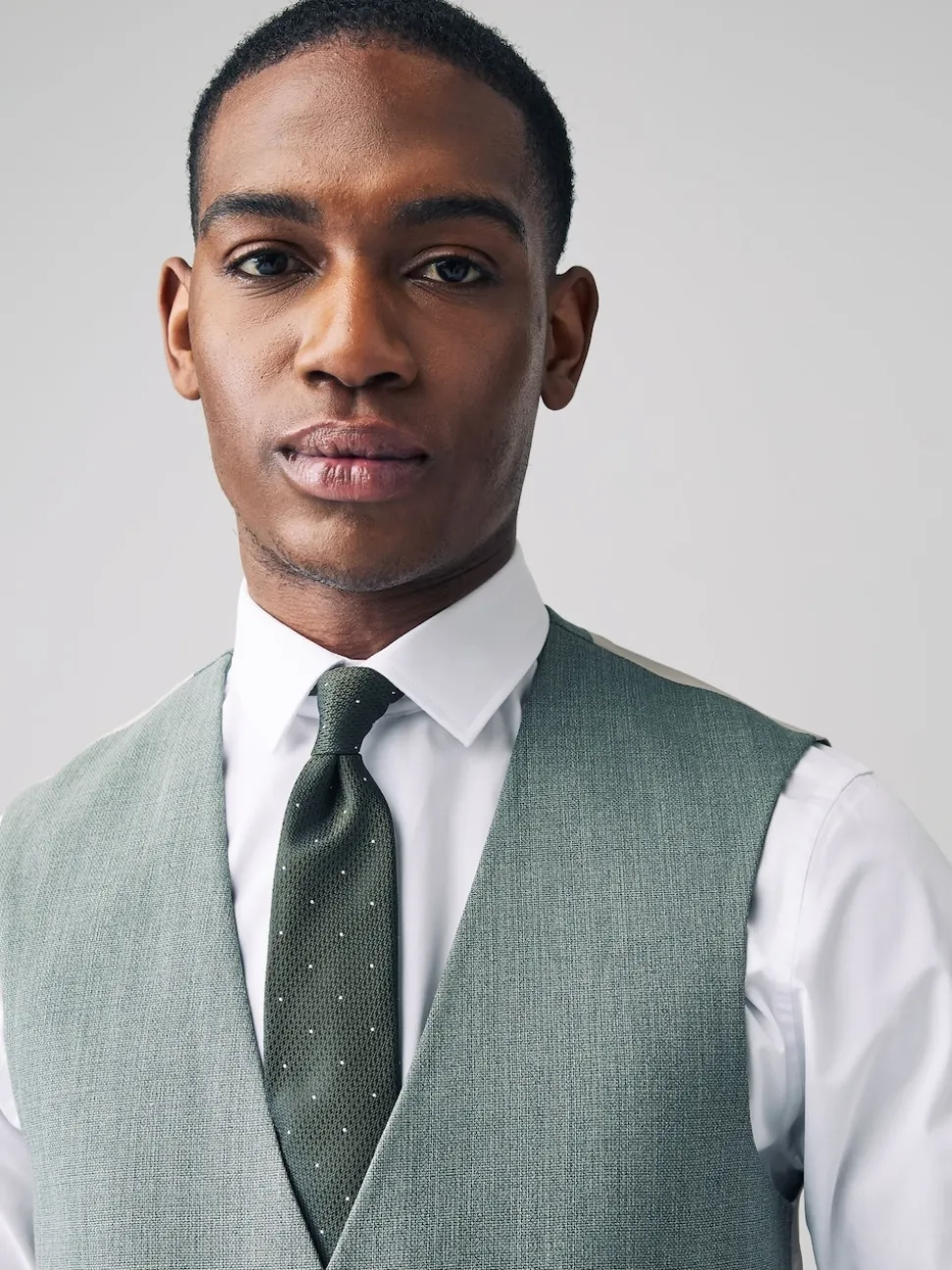 Green Textured Suit Waistcoat