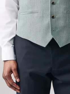 Green Textured Suit Waistcoat