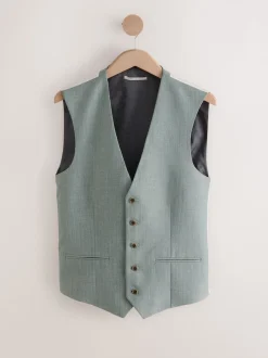 Green Textured Suit Waistcoat