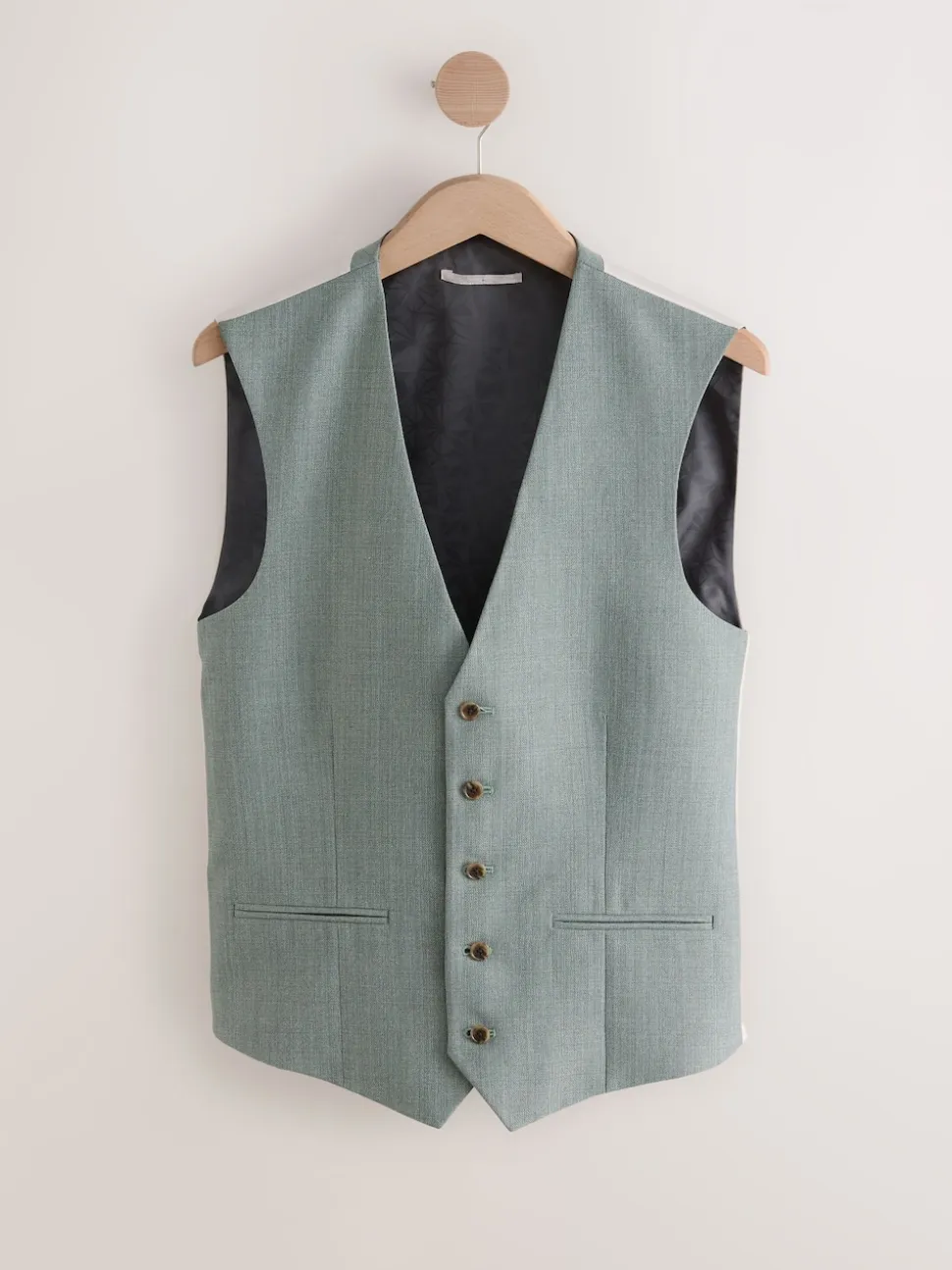 Green Textured Suit Waistcoat