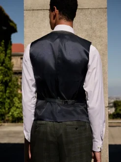 Green Trimmed Check Suit Waistcoat