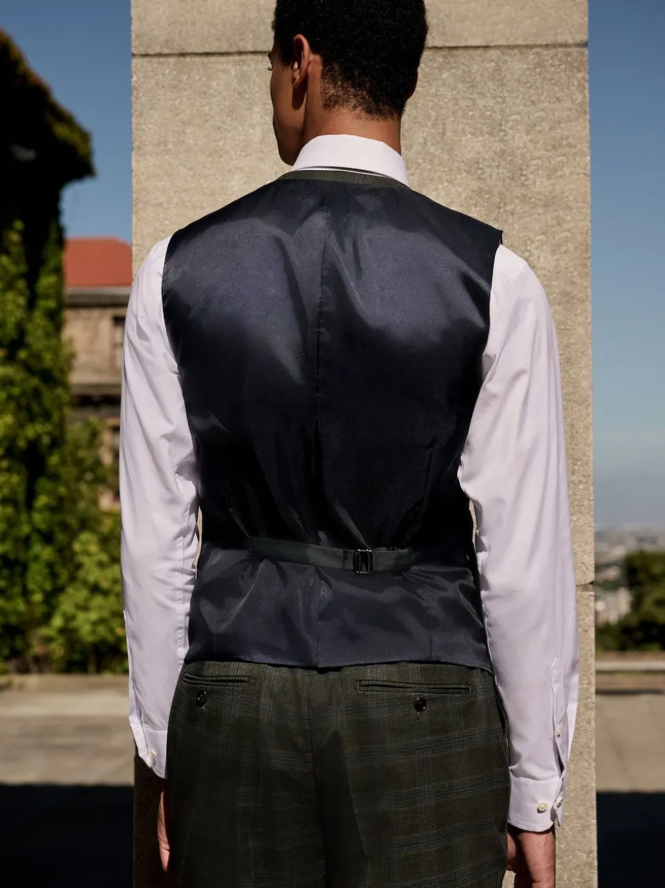 Green Trimmed Check Suit Waistcoat