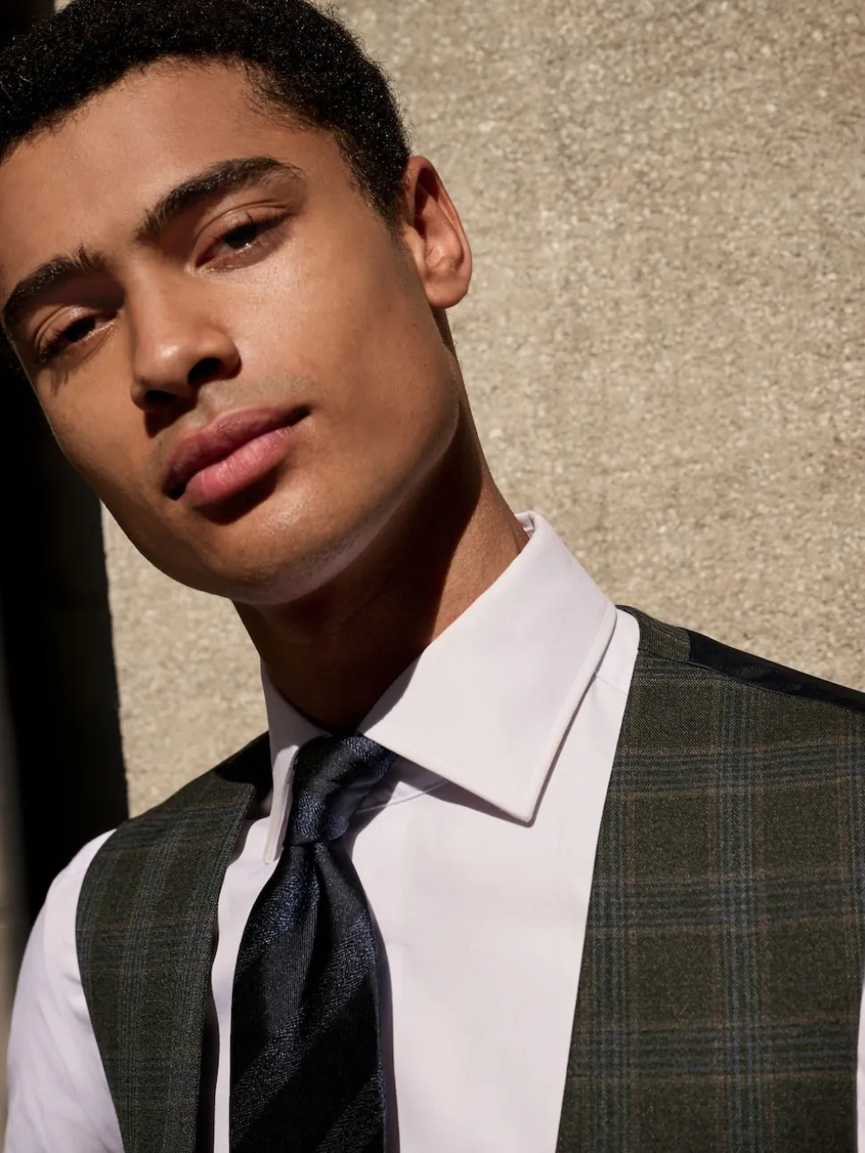Green Trimmed Check Suit Waistcoat