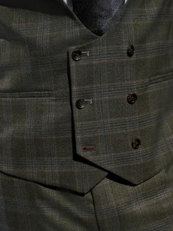 Green Trimmed Check Suit Waistcoat