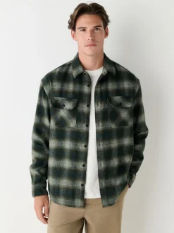 Green Twin Pocket Long Sleeve Check Overshirt