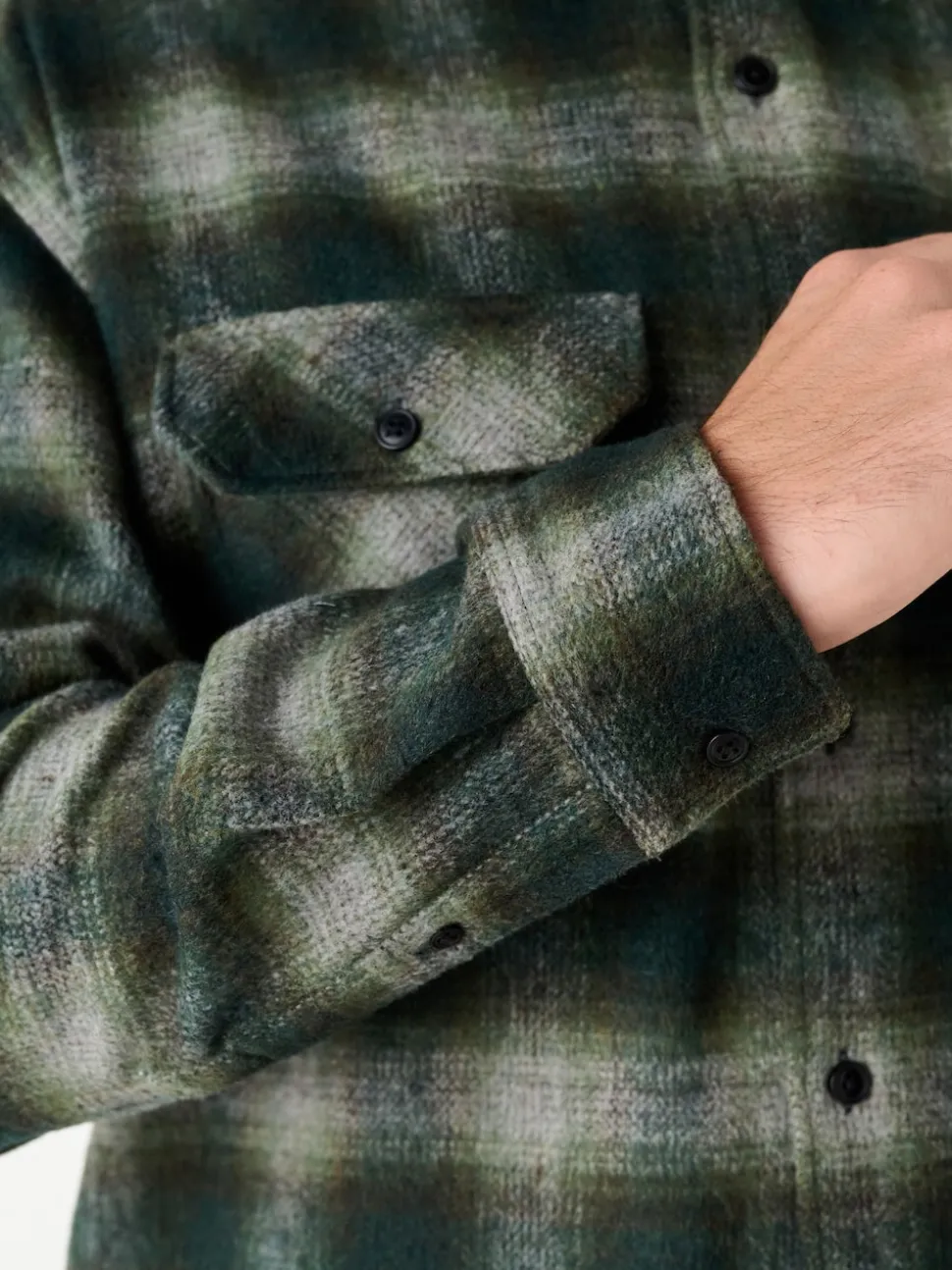 Green Twin Pocket Long Sleeve Check Overshirt