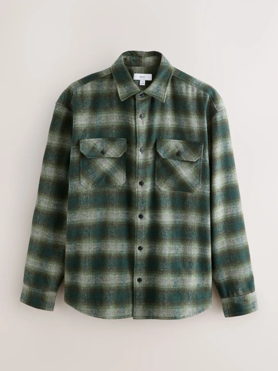Green Twin Pocket Long Sleeve Check Overshirt