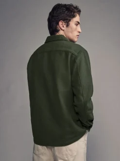 Green Twin Pocket Shacket Overshirt with Wool