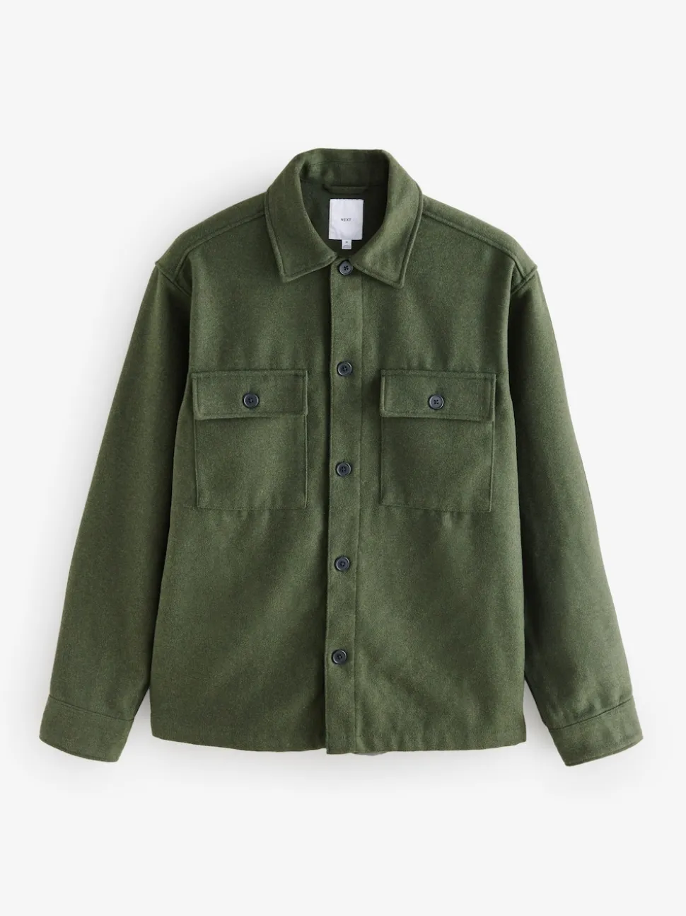 Green Twin Pocket Shacket Overshirt with Wool