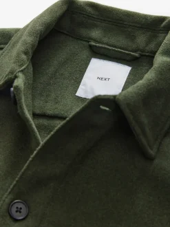 Green Twin Pocket Shacket Overshirt with Wool