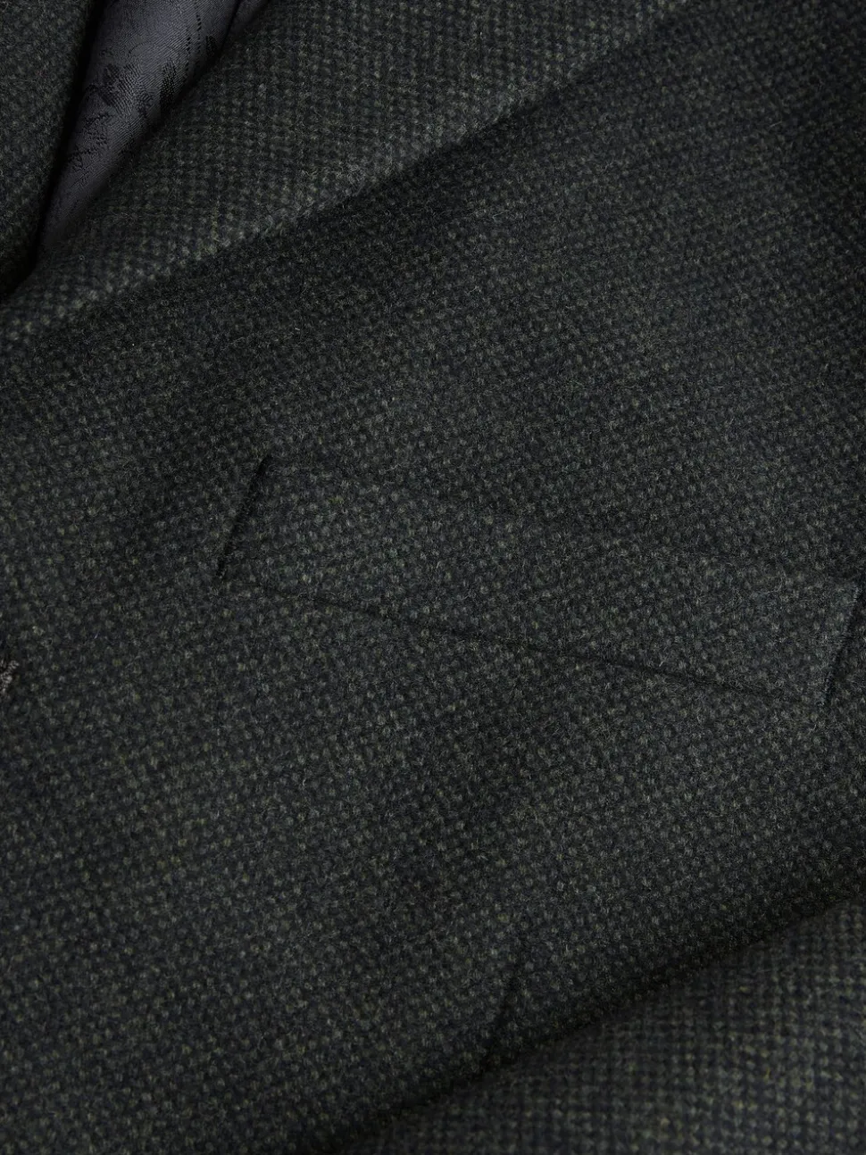 Green Wool Rich Epsom With Corduroy Trim Coat