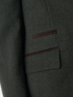 Green Wool Rich Epsom With Corduroy Trim Coat