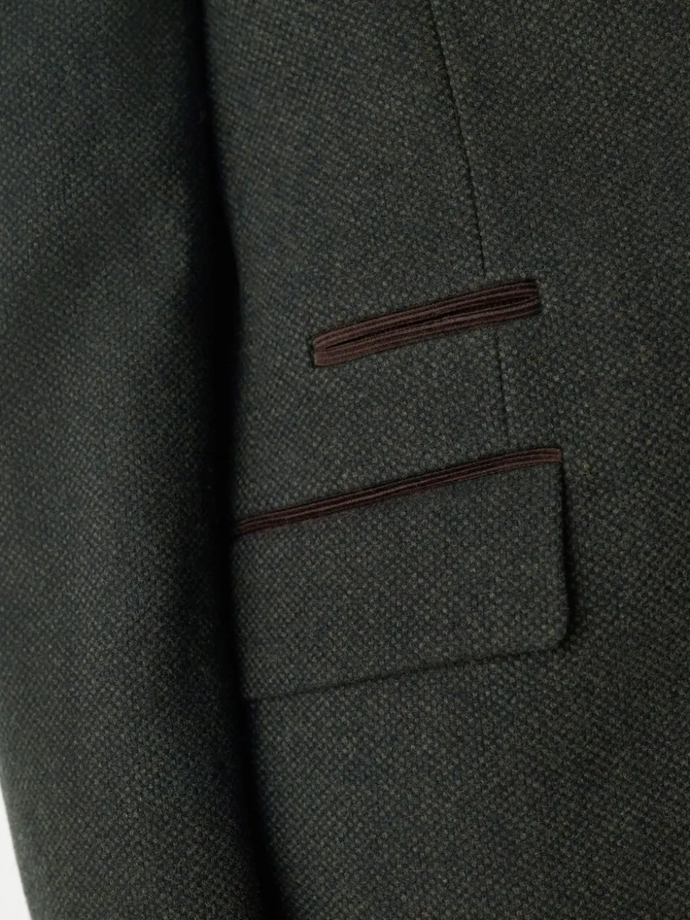 Green Wool Rich Epsom With Corduroy Trim Coat