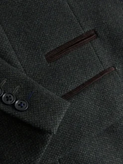 Green Wool Rich Epsom With Corduroy Trim Coat