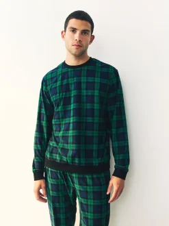 Green/Blue Check Motionflex Cosy Long Sleeve Cuffed Pyjamas Set