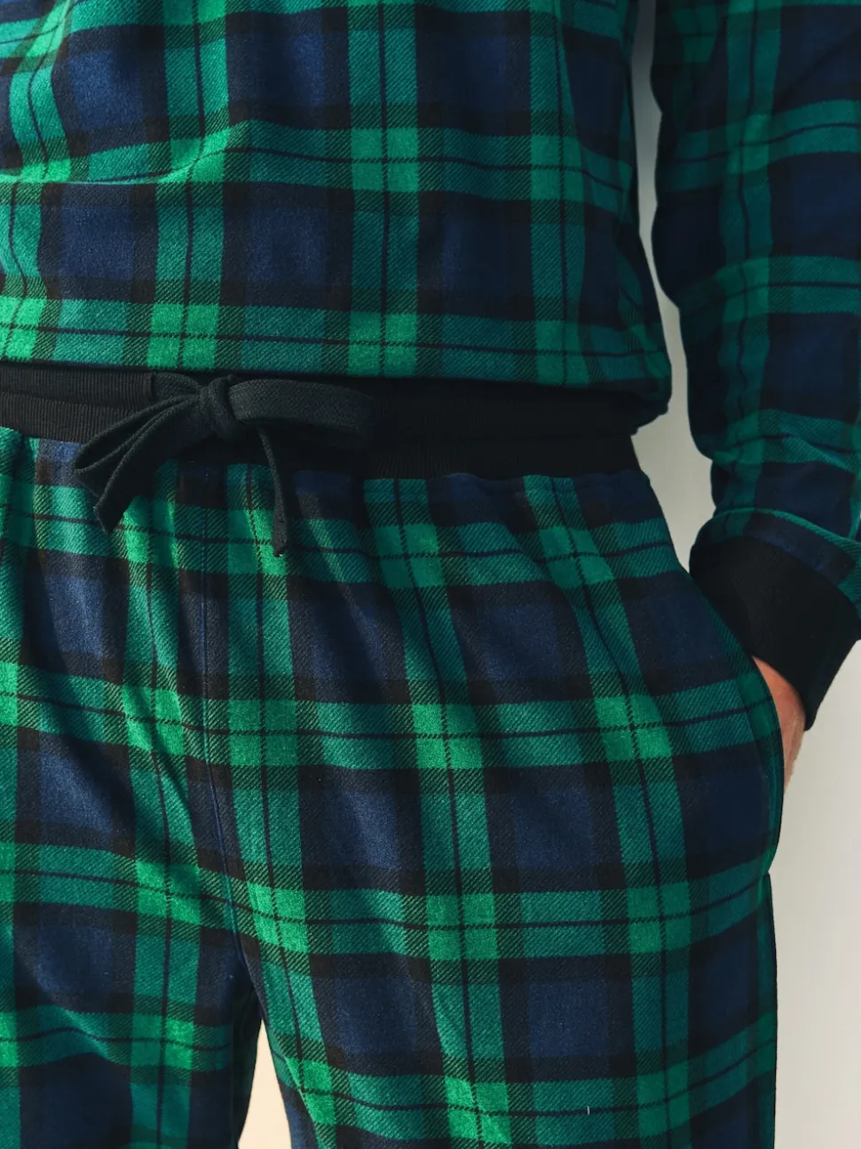 Green/Blue Check Motionflex Cosy Long Sleeve Cuffed Pyjamas Set