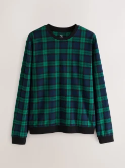 Green/Blue Check Motionflex Cosy Long Sleeve Cuffed Pyjamas Set