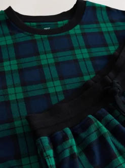 Green/Blue Check Motionflex Cosy Long Sleeve Cuffed Pyjamas Set