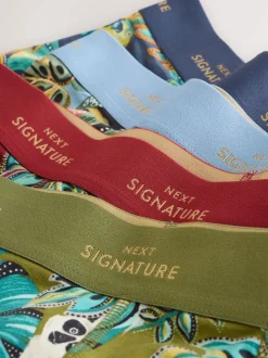 Green/Blue Leaf Animal Print Signature Cotton Rich Boxers 4 Pack