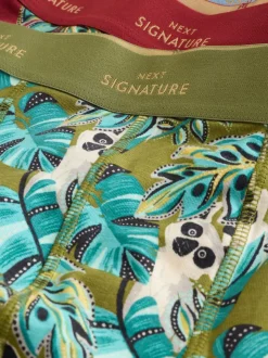 Green/Blue Leaf Animal Print Signature Cotton Rich Boxers 4 Pack