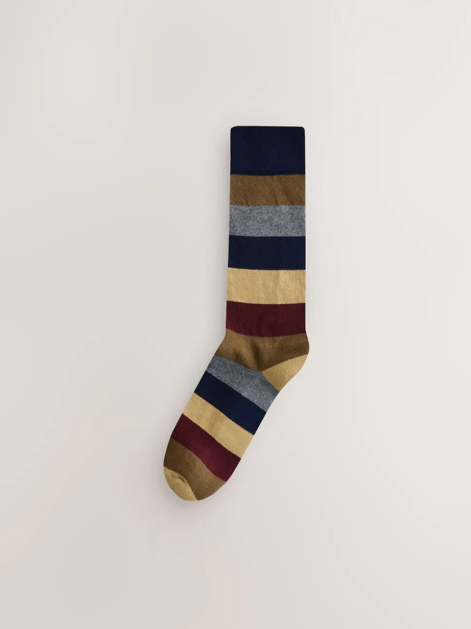 Green/Blue/Grey Striped Cushioned Sole Comfort Socks 10 Pack