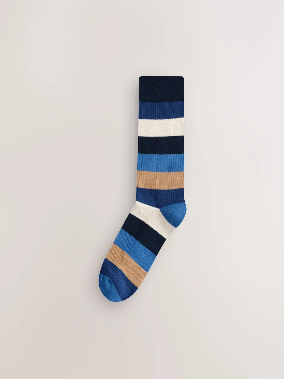 Green/Blue/Grey Striped Cushioned Sole Comfort Socks 10 Pack