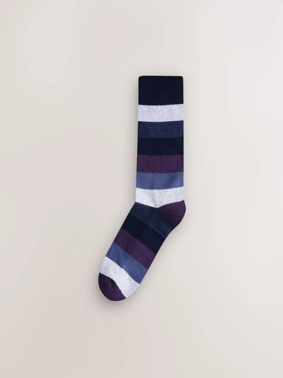 Green/Blue/Grey Striped Cushioned Sole Comfort Socks 10 Pack