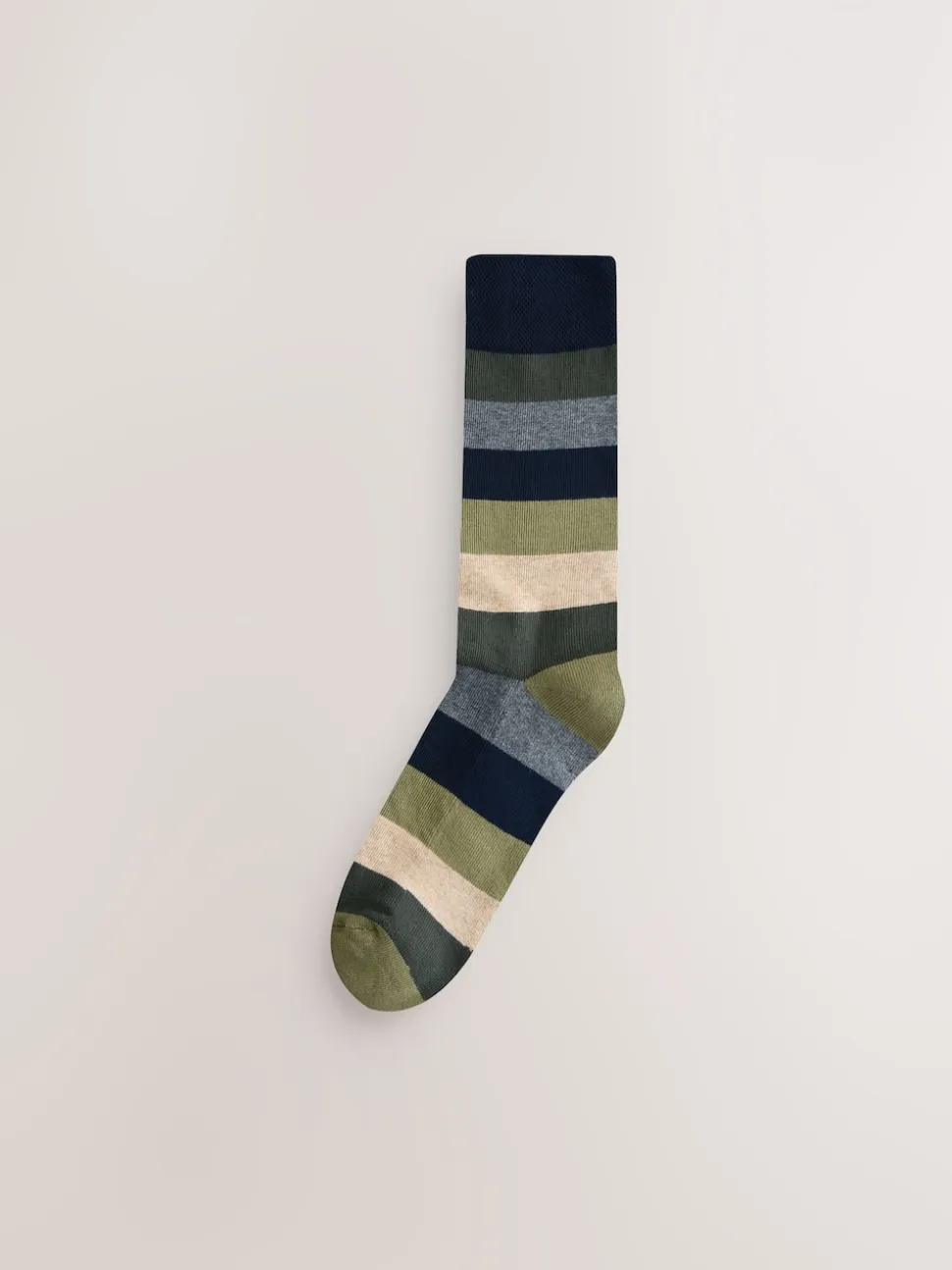 Green/Blue/Grey Striped Cushioned Sole Comfort Socks 10 Pack