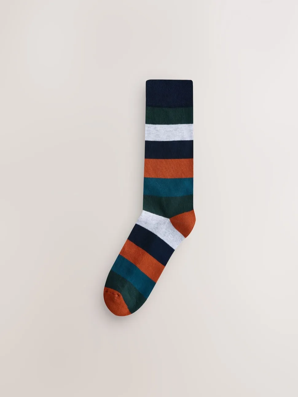 Green/Blue/Grey Striped Cushioned Sole Comfort Socks 10 Pack