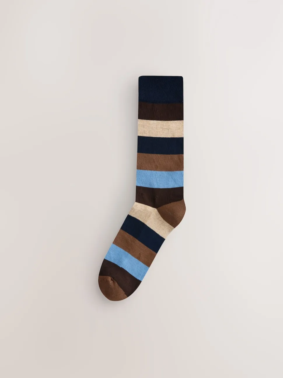 Green/Blue/Grey Striped Cushioned Sole Comfort Socks 10 Pack