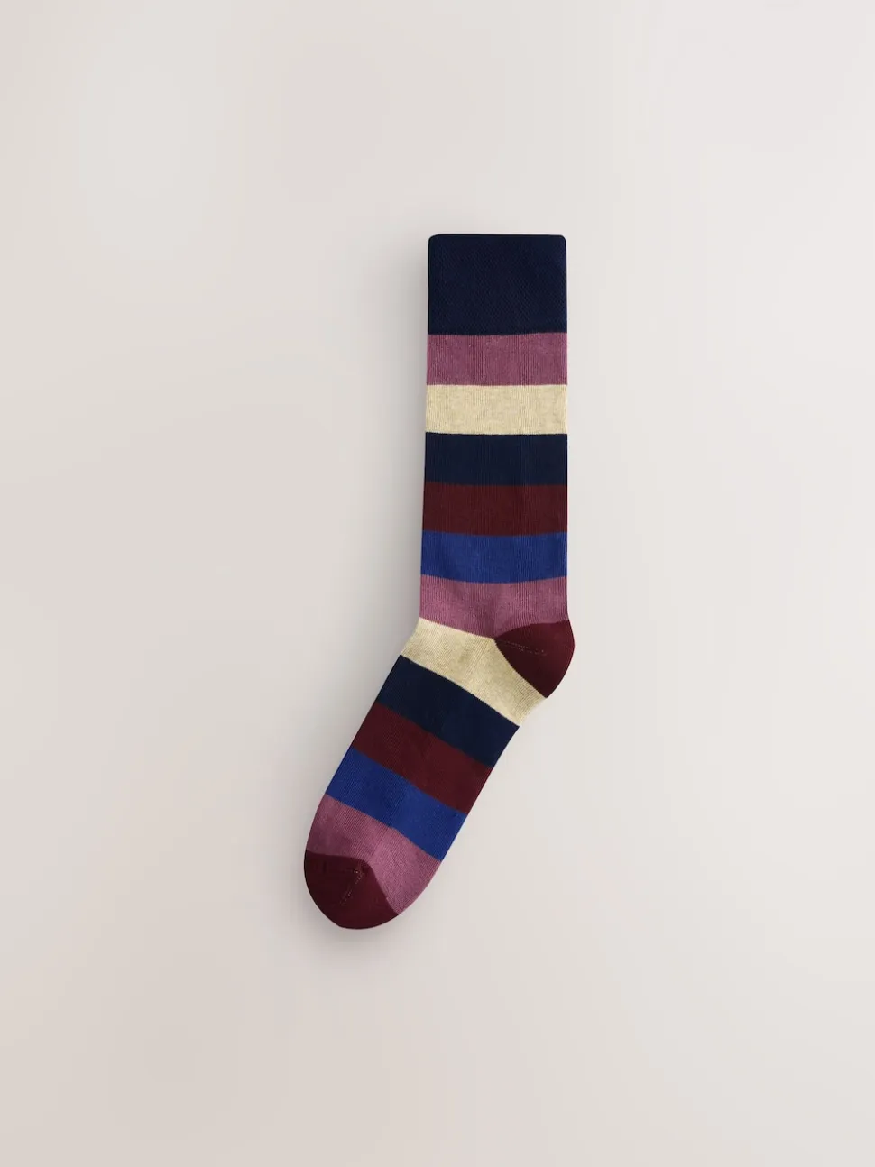 Green/Blue/Grey Striped Cushioned Sole Comfort Socks 10 Pack