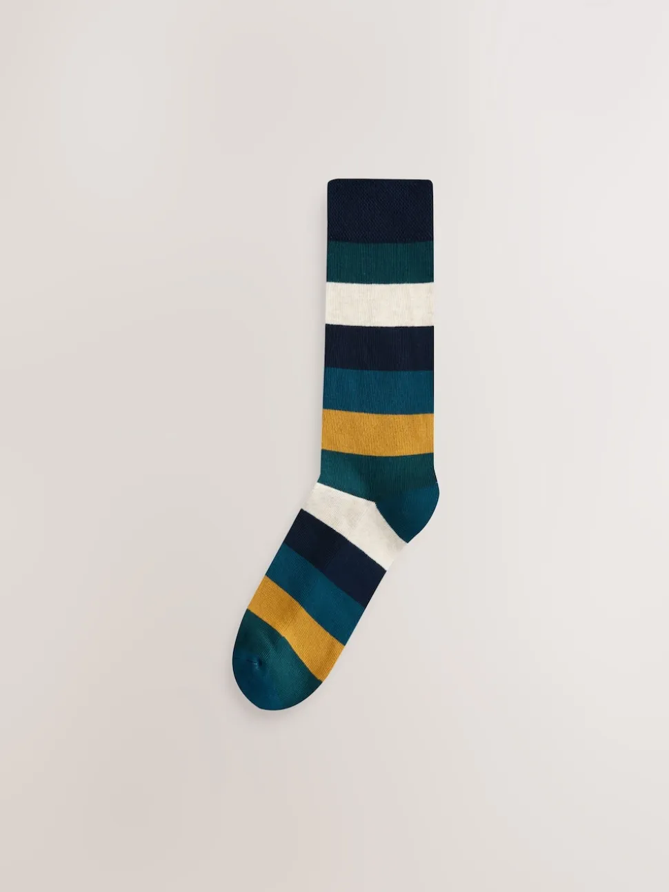 Green/Blue/Grey Striped Cushioned Sole Comfort Socks 10 Pack