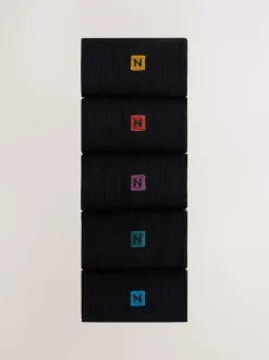 Green/Blue/Red Logo 5 Pack Embroidered Lasting Fresh Socks