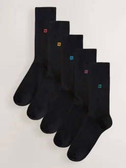 Green/Blue/Red Logo 5 Pack Embroidered Lasting Fresh Socks