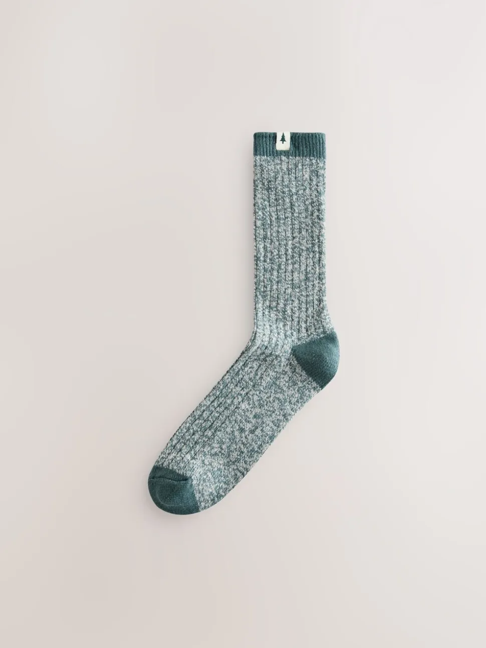 Green/Cream Twisted Matching Family Christmas Supersoft Socks 2 Pack