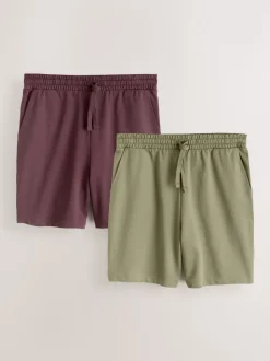 Green/Purple Loopback Soft Touch 2 Pack Jogger Shorts