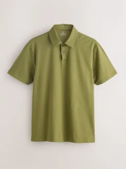 Green/Purple/Blue Geo Regular Fit Short Sleeve Jersey Polo Shirts 5 Pack