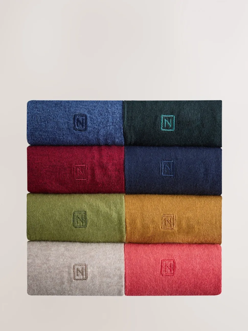 Green/Red/Blue 8 Pack Embroidered Lasting Fresh Socks