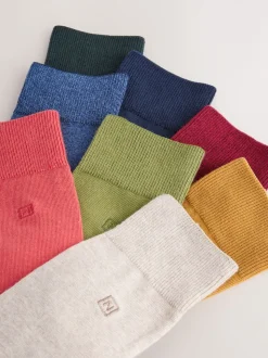 Green/Red/Blue 8 Pack Embroidered Lasting Fresh Socks