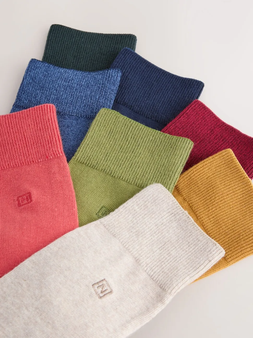 Green/Red/Blue 8 Pack Embroidered Lasting Fresh Socks