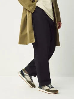 Green/White Trainers with Suede Trim