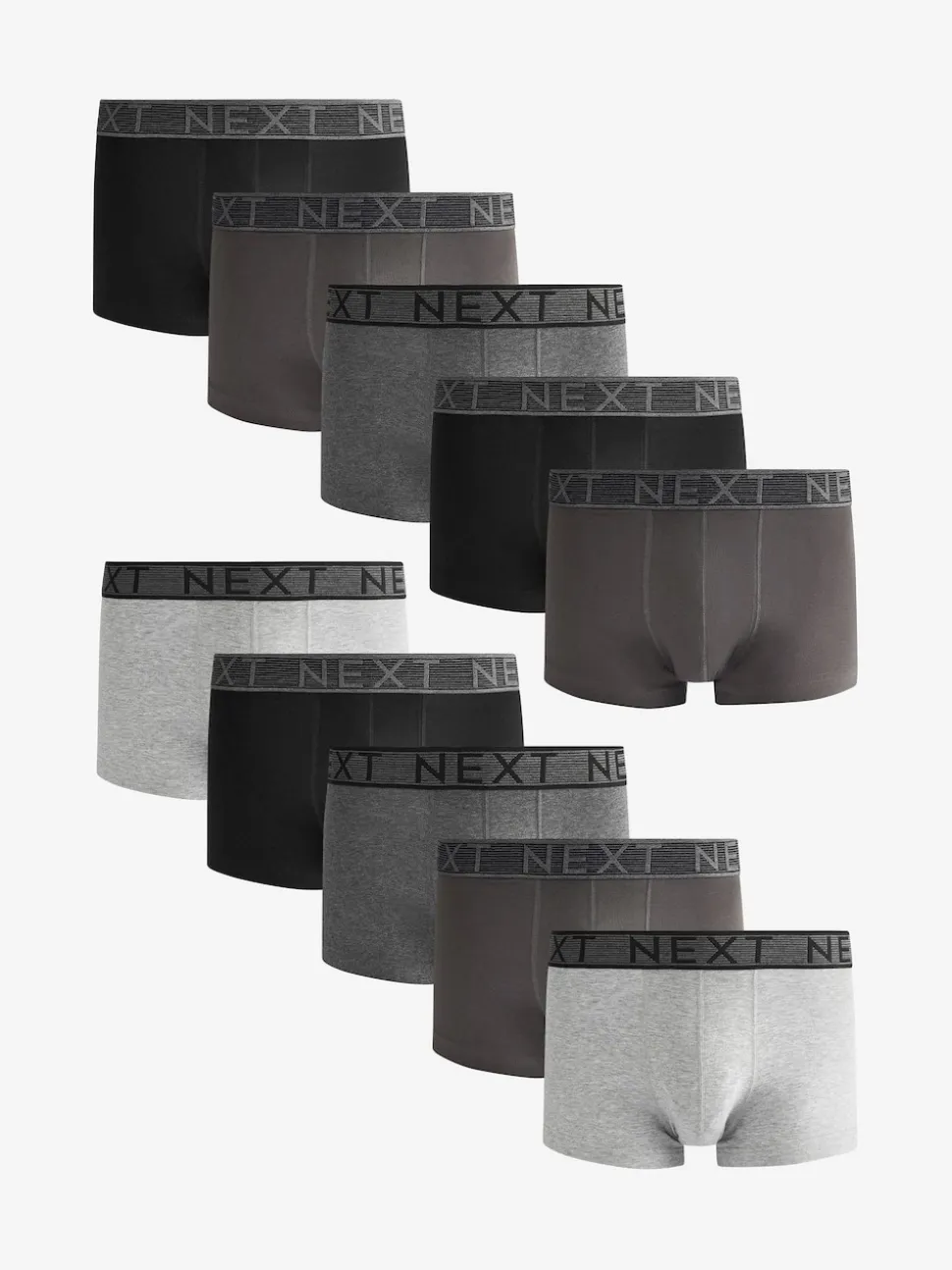 Grey 10 pack Cotton Rich Blend Hipsters Boxers