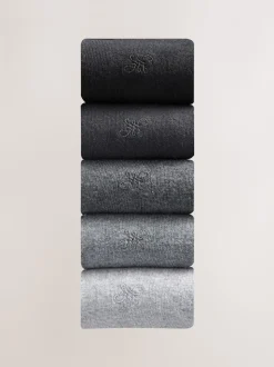 Grey 5 Pack Embroidered Lasting Fresh Socks