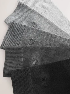 Grey 5 Pack Embroidered Lasting Fresh Socks